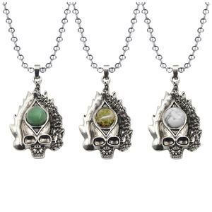 Haute qualité en acier inoxydable longue chaîne à maillons Nature pierre ronde charmant pendentif <span class=keywords><strong>collier</strong></span> bijoux avec une pierre précieuse à bas prix - Product Image 4