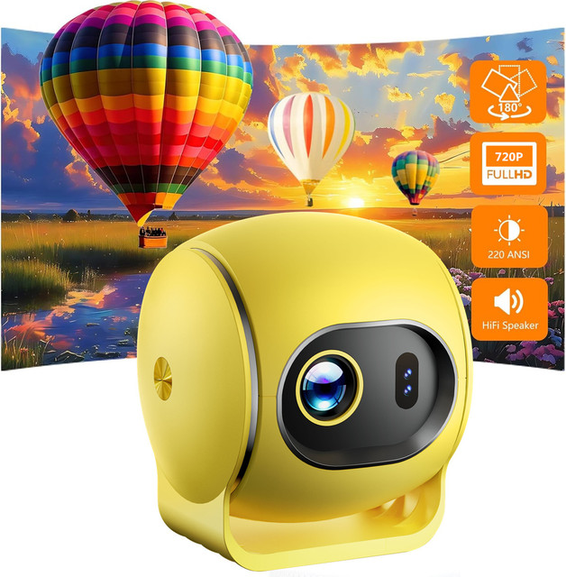 Smart Projector 220 ANSI HD 720P WiFi6 Short Throw Portable Multi Media Video Player Indoor Outdoor Camping Home Theater Cinema