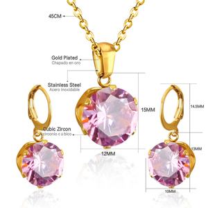 Parures de bijoux de haute qualité en zircon, collier et boucles d'oreilles, pour cadeaux de mariage - Product Image 2