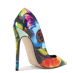 Escarpins colorés sexy à bout pointu et talon fin pour femme, chaussures habillées à coupe large, grande taille 45 - Product Image 3