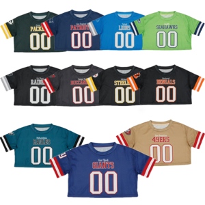 FQ Impression Sublimée Personnalisée Football Américain Sportif Tout Mesh Jersey Rétro Mesh Boxy Cropped American Football Team Fans Jersey - Product Image 2