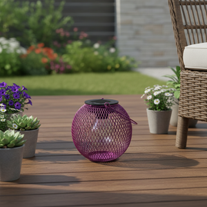 Lanterne solaire en forme de boule, en métal, avec fil de maille, lampe suspendue, micro <span class=keywords><strong>LED</strong></span> blanc chaud, panneau solaire, certifiée RoHS, IP44, pour extérieur, fête - Product Image 4