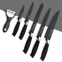 Ensemble de couteaux de cuisine modernes Santoku Chef en acier inoxydable, manche en bois, revêtement antiadhésif écologique, poignée réglable
