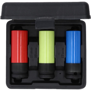 Jeu de douilles à chocs pour roues en aluminium CR-MO, 1/2 " 85 mm de longueur, 3 pièces, 17 mm-19 mm-21 mm - Product Image 2