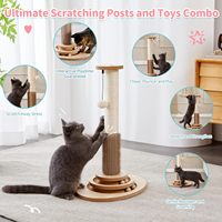 Griffoir pour chat en sisal de 23 pouces de haut, avec brosse interactive à bille rotative pour le toilettage, structure d'escalade verticale et boule en peluche suspendue