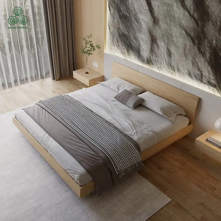 MUMU – meuble de chambre à coucher classique et Durable, Design en bois massif de chêne et noyer, avec lamelles, Base de lit en bois