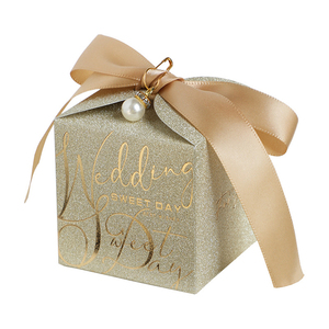 Wholesale Luxury Wedding Favors Candy Boxes Chocolate Packaging Gift Boxes with Ribbon and Pearl