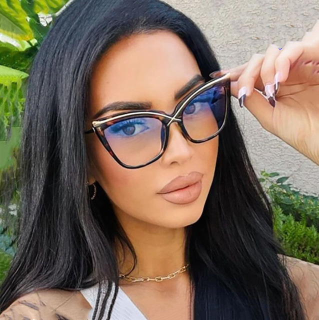 8055 New Oversized Cat Eye Metal Anti-Blue Light Glasses Women Glasses Anti Blue Light Blocking Eye Glass Frame Optical Glasses