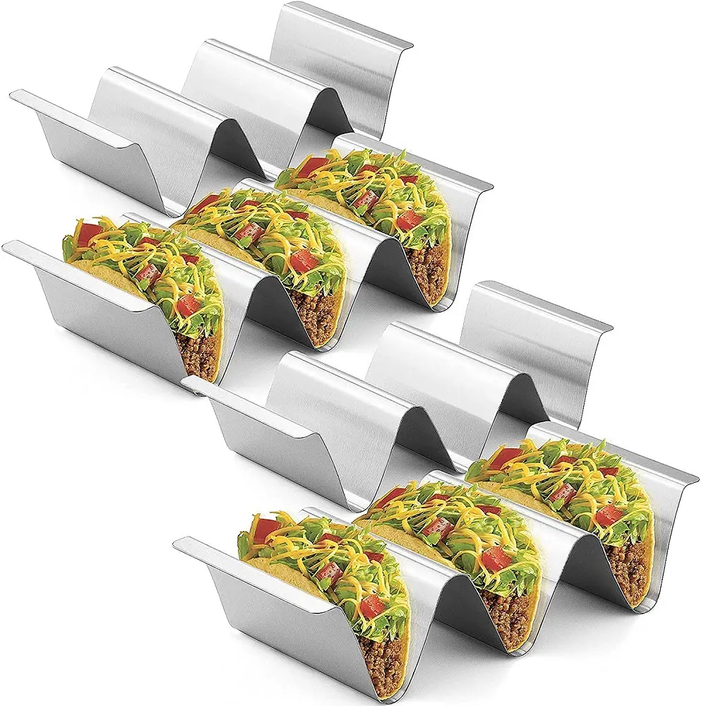 Tacos exibição de aço inoxidável, suporte de rua taco, utensílios de cozinha