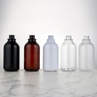 Bouteilles en plastique rondes personnalisées de 500 ml, en PET noir, pour gel douche, flacon de lotion avec pompe pour liquide vaisselle