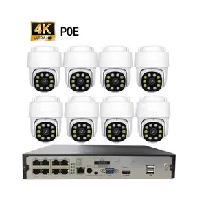 8MP IP POE aktif caydırıcılık kamera sistemi iki yönlü ses güvenlik ağ kamerası CCTV 4K NVR kiti