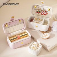 Boîte de rangement portable en cuir pour bijoux, étui de voyage à fermeture éclair, organisateur de bagues et de boucles d'oreilles avec compartiments pour les voyages quotidiens
