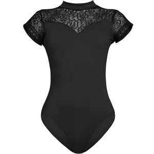 Body da ballo professionale body da ballo da donna body da ballo in mesh senza schienale con maniche corte per donna body in lycra opaco sexy