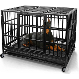 <strong>Dog</strong> Fence <strong>Cage</strong> with Lockable <strong>Wheels</strong> Wholesale Indoor Heavy Duty <strong>Metal</strong> Xxxl <strong>Dog</strong> Crate for Large <strong>Dogs</strong> - Product Image 1