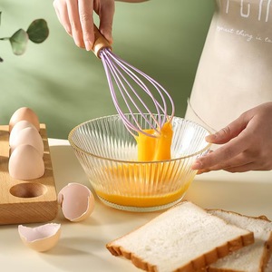 Đầy Màu sắc Silicone Whisk thân thiện với môi bằng gỗ xử lý Hướng dẫn sử dụng chất lỏng trộn thanh cho kem Whipper nhà nướng nhà bếp hộ gia đình - Product Image 2
