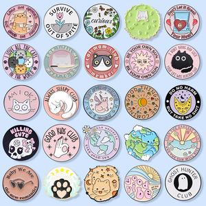 Adorables badges métalliques en émail souple, motifs chatons de dessin animé et textes, décoratifs, vente en gros - Product Image 3