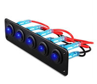 Panneau de 5 interrupteurs à bascule 12V 20A 24V 10A pré-câblé bleu 3 broches SPST pour barre lumineuse LED, éclairage de roche, voiture, camping-car, bateau