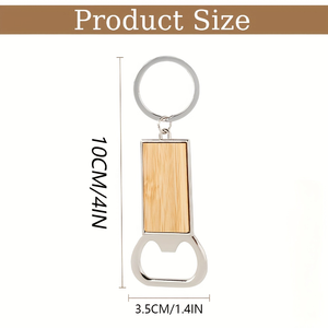 Custom Sublimation Wooden Bottle Opener Keychain Metal Rectangle <b>Key</b> <b>Ring</b> Promotional Gift Event Souvenir - Product Image 4