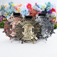 Médailles antiques Sports Judo Award Détails élevés Pentagram Gears Médailles en métal Jiu Jitsu Médailles exquises en relief à personnaliser