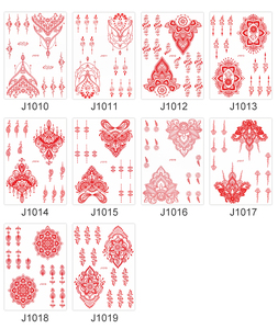 Tatuaggio temporaneo Adesivi in pizzo indiano Mandala motivo floreale impermeabile tatuaggio henné rosso per festa di nozze Festival - Product Image 6