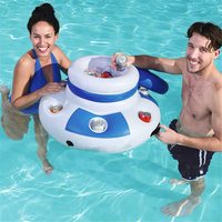 Seau à glace gonflable flottant, 6 porte-gobelets, refroidisseur de bière, avec couvercle, pour pique-nique d'été