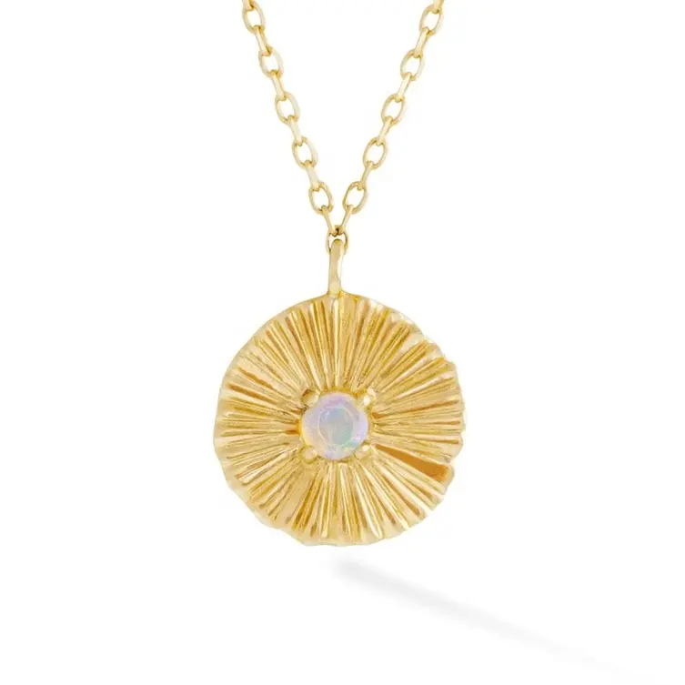 Gemnel vintage jewelry gold vermeil medallion pendant 14k opal necklace