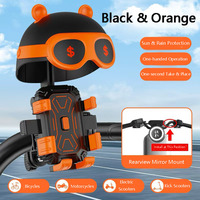 Soporte para Teléfono de Motocicleta con Diseño de Oso Animado, Visera Solar, Bloqueo Automático con un Toque, Antivibración, Soporte Universal para Smartphone de Ciclismo