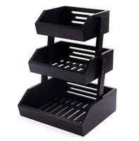 Vente en gros de corbeille à fruits en bois à 3 niveaux pour comptoir de cuisine support de stockage de légumes grande corbeille à fruits en bambou