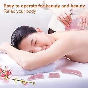 Massageador Facial Gua Sha de Quartzo Rosa e Jade Rosa Personalizado, Modelo OEM Marca LRYS - Product Image 4
