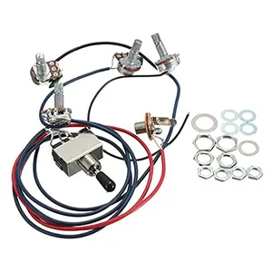 Kit Harness Prewired gitar elektrik, kabel gitar elektrik dengan Vloume/ Endpin Jack untuk gitar listrik LP dengan pickup HH