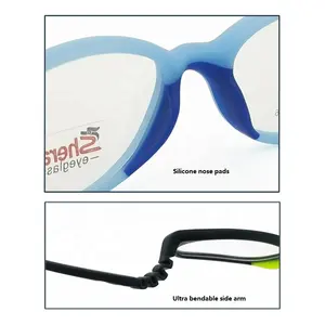 High Classic Dual Colors TR90 Square Customized Optical Glasses Frame Blue With Flexible Hingeless Temple Includes Elastic Cord