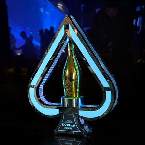 Support à vin éclairé par LED en forme d'As de Pique, présentoir à champagne en acier inoxydable pour bar, KTV, fête, accessoires à vin modernes - Product Image 4