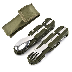 <span class=keywords><strong>Set</strong></span> di posate pieghevoli portatili a tre pezzi (coltello, forchetta, cucchiaio) multifunzionale per esterni e campeggio - Product Image 1