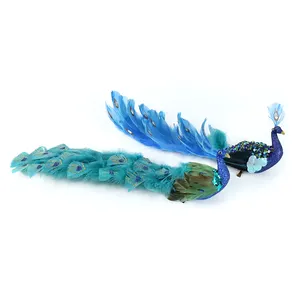 Custom Feather Animal Shape interior Decoration Glitter Peacock Desktop Christmas Ornaments Birds Yard Garden Feather Decor