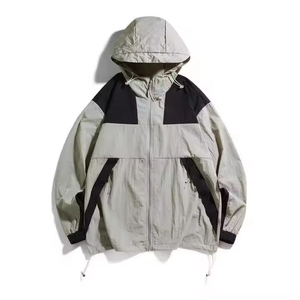 Veste d'extérieur à capuche pour homme, col montant, fermeture éclair, imperméable, coupe-vent, manteau de randonnée, sur mesure, grandes tailles, vêtement décontracté, vente en gros USA - Product Image 2