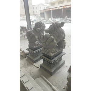 Venta al por mayor de alta calidad de piedra de granito natural tallada escultura grande grandes estatuas de León chino 108 cm León chino dinero León - Product Image 5