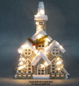 Maison de village de Noël en bois, directement de l'usine, avec lumières LED pour la décoration des fêtes - Product Image 3
