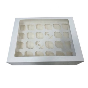 Tùy chỉnh 12 gói cupcake hộp các tông màu trắng bánh Pastry bánh <span class=keywords><strong>muffin</strong></span> Cup bánh hộp tráng miệng bao bì với cửa sổ - Product Image 4