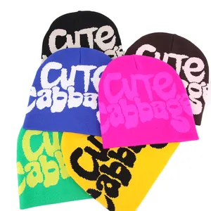 Skull Caps y2k beanie customized color cap letter jacquard knitted graphic men custom manufacturer Beanie hat