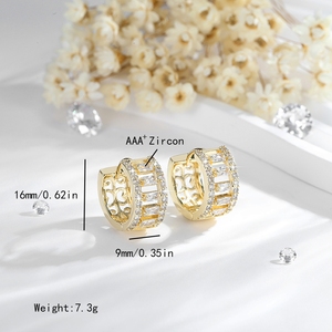 2025 nouvelle usine en gros de haute qualité à la mode 14K plaqué or laiton Zircon cerceaux boucles d'oreilles bijoux pour la fête - Product Image 4