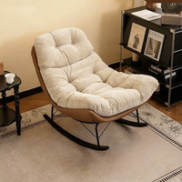 Fauteuil décontracté en tissu chenille de haute qualité avec pieds en métal, chaise à bascule, petit canapé pour balcon, salon ou villa