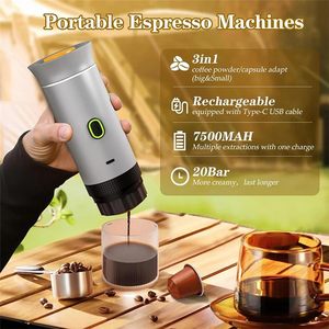 เครื่องชงกาแฟเอสเพรสโซแบบพกพาใหม่ ใช้แบตเตอรี่แบบพกพา ชาร์จผ่าน USB สำหรับการเดินทาง พร้อมโถใส่ผงกาแฟแบบ 3in1 - Product Image 1