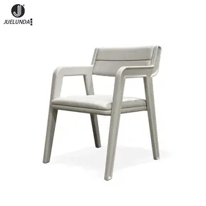 High Quality Modern Hotel Furniture Saddle Leather Living Room Dining Chair With Armrest Ash Wood Hotel Dining Chair
