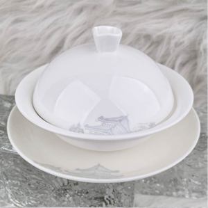 Service de vaisselle en porcelaine blanche, style chinois, bol à soupe, assiette, cuillère, logo personnalisé, vaisselle pour restaurant et maison - Product Image 4