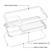 Coque Téléphone 360 Haute Qualité Antichoc 3 en 1 Transparente PC + TPU pour iPhone 17, 17 Pro, 17 Air, 16 Pro Max