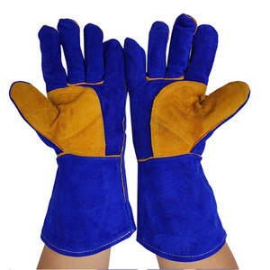 Welding <b>Gloves</b> Double Layer Cowhide Reinforced Thumb <b>Long</b> Sleeve Fireproof For Welding Industry - Product Image 5