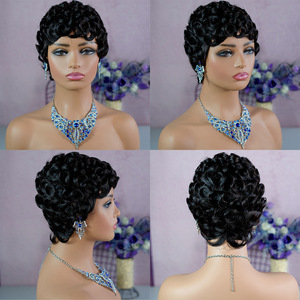 2024 nouveau capot de mécanisme de perruque de lutin de style court, couleur naturelle, petite <span class=keywords><strong>coiffure</strong></span> bouclée, stock d'usine, ventes directes - Product Image 6