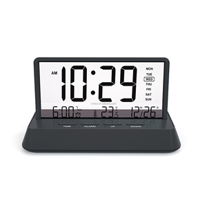 Hiện Đại Trắng <span class=keywords><strong>mini</strong></span> máy tính để bàn dẫn đồng hồ báo thức mới kỹ thuật số đa chức năng snooze nightlight lịch thông minh Bảng Pin hoạt động - Product Image 2