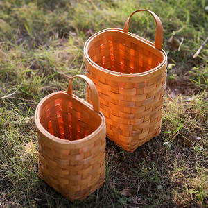 <span class=keywords><strong>Cesta</strong></span> de Almacenamiento de Escritorio de Estilo Vintage Ecológica de Madera Tejida a Mano Kingwillow con Diseño de Flores Pequeñas para <span class=keywords><strong>Navidad</strong></span> y Halloween - Product Image 2