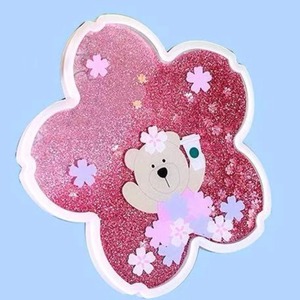 Stampa UV personalizzata Sparkle acrilico liquido sabbie mobili eco-friendly cartone animato 5mm di spessore Coaster copertura olio acqua acqua Glitter tappetino - Product Image 1